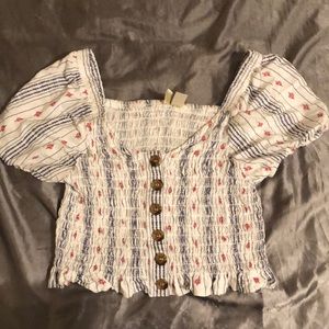 puff sleeve white crop top